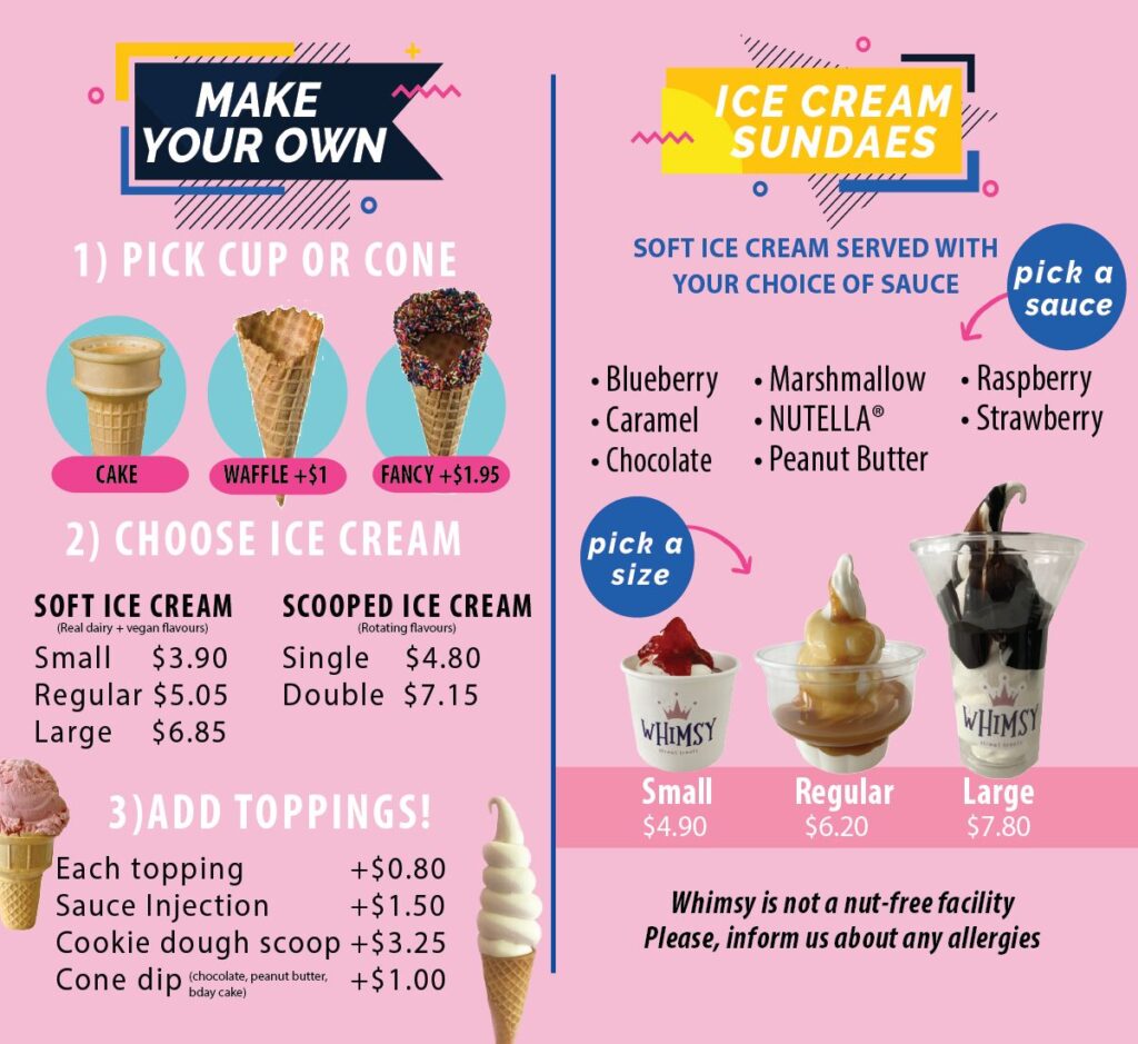 Menu - WHIMSY Ice Cream & Donuts | Halton Hills